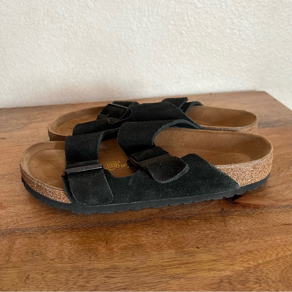 Birkenstock Arizona Black Suede Sandal Size 38 (7-7.5) Wide - Picture 6 of 9
